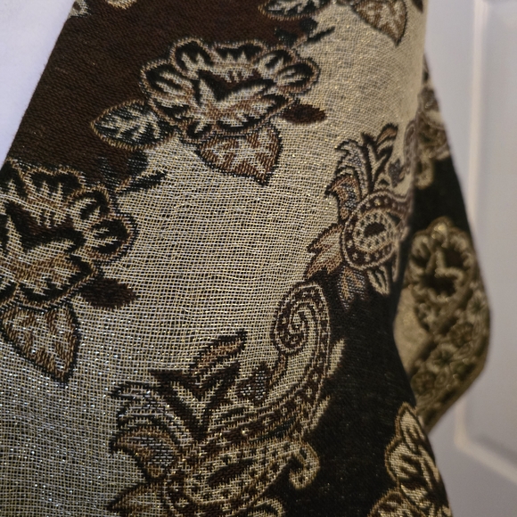 Accessory Street Multicolored Metallic Gold/Brown Long Fringed Scarf - Picture 10 of 10